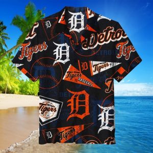 Detroit Tigers MLB Black Hawaiian Shirt, Gift for Dad, Fathers Day Shirt, MLB Hawaiian Shirt
