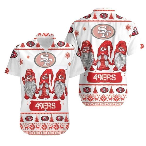 Gnomes NFL San Francisco 49ers Hawaiian Shirt Christmas Gift For Football Fans, NFL Hawaiian Shirt