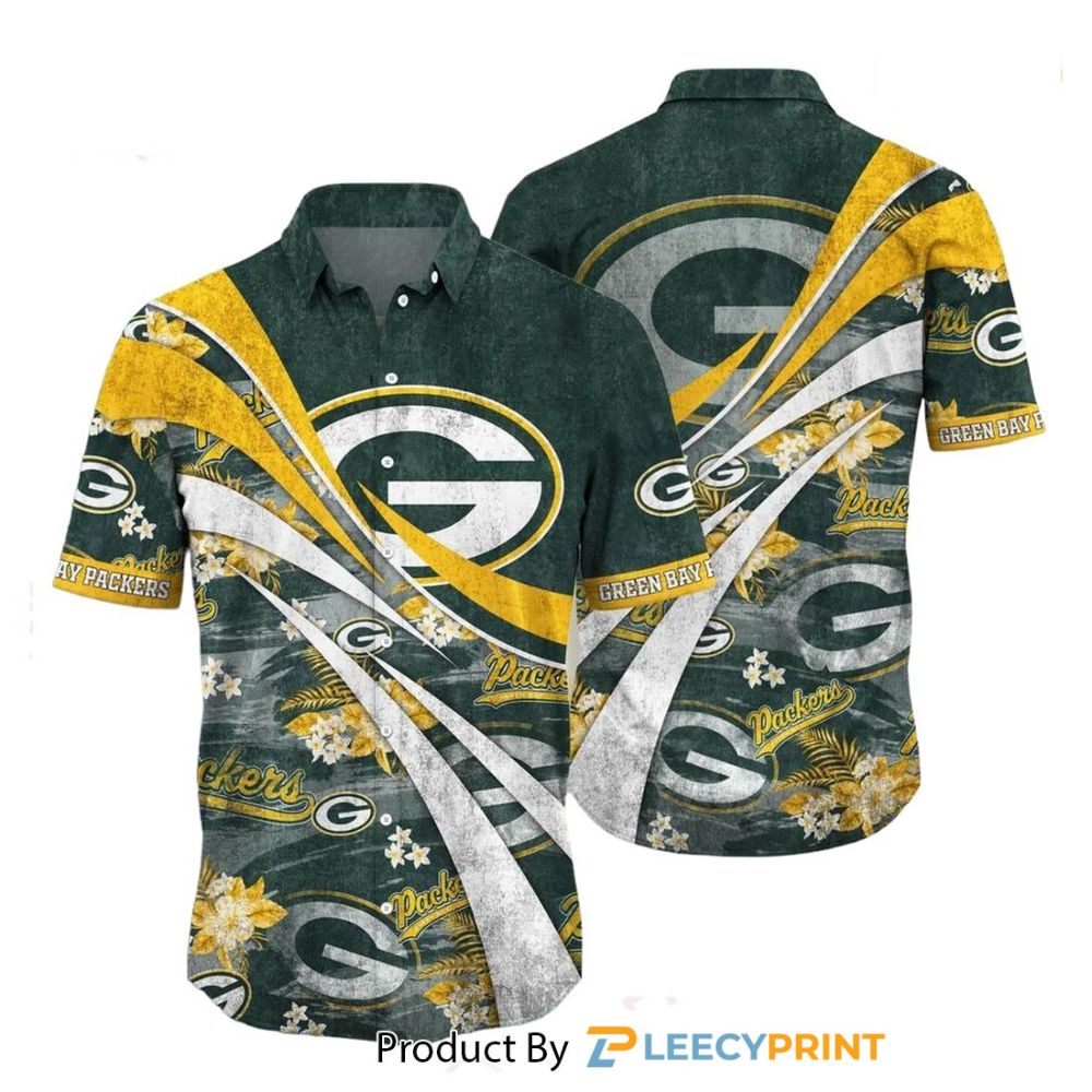 Green Bay Packers Hawaiian Shirt Floral Pattern Graphic For Football Nfl Enthusiast