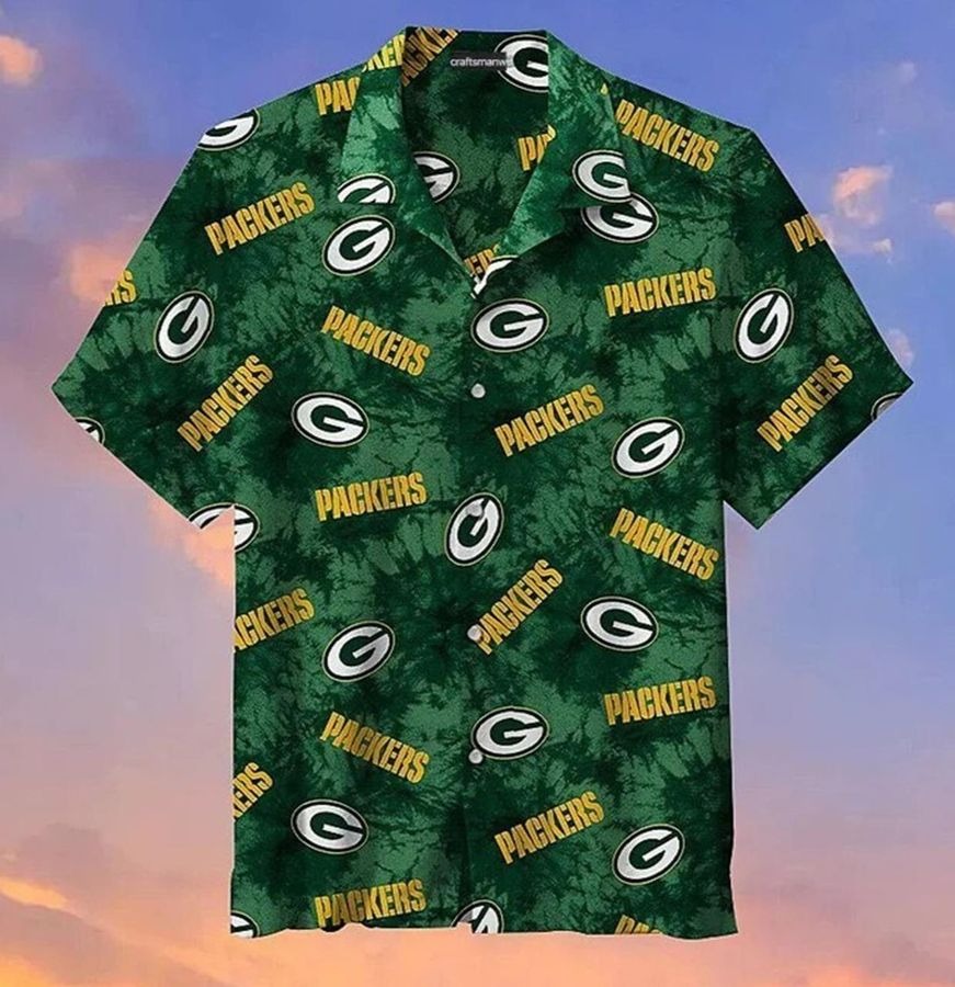 Green Bay Packers Hawaiian Shirt Forest Green Graphic Print