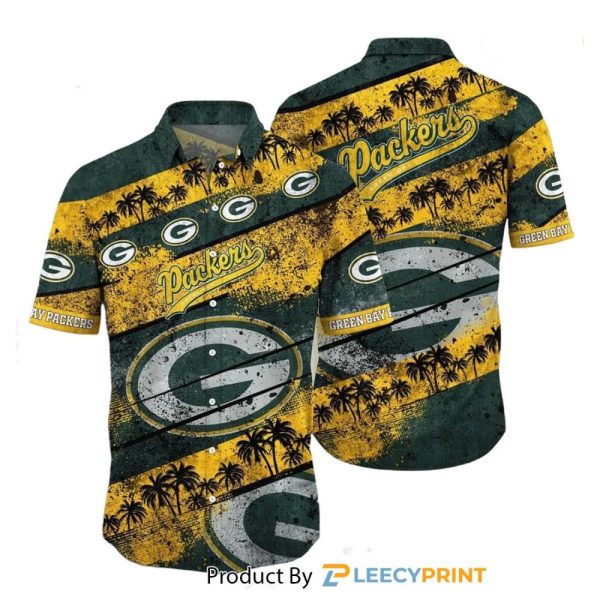 Green Bay Packers Hawaiian Shirt Graphic Pattern NFL Short Sleeve Summer For Fans