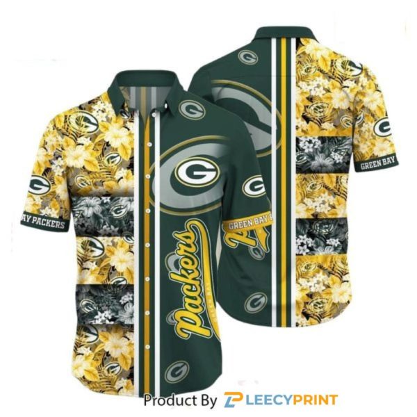 Green Bay Packers Hawaiian Shirt Graphic Tropical Pattern 3D Printed Summer Gift
