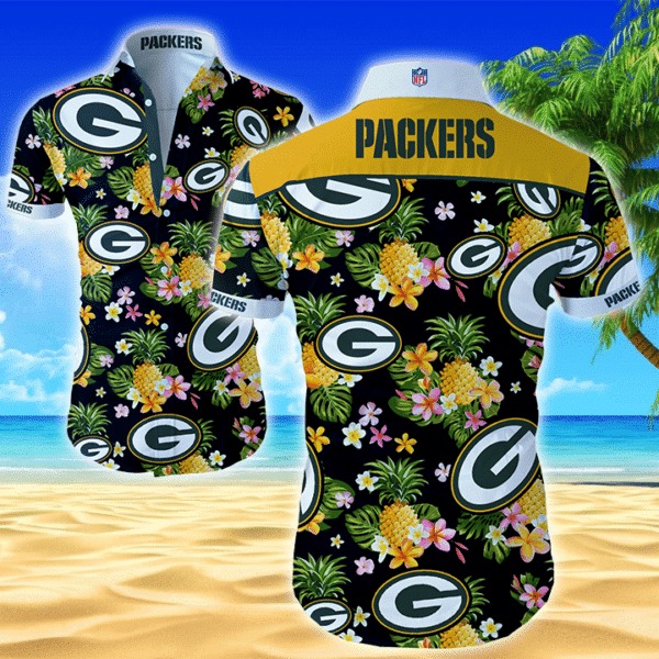 Green Bay Packers Hawaiian Shirt NFL Graphic Print Short Sleeve Hot Summer