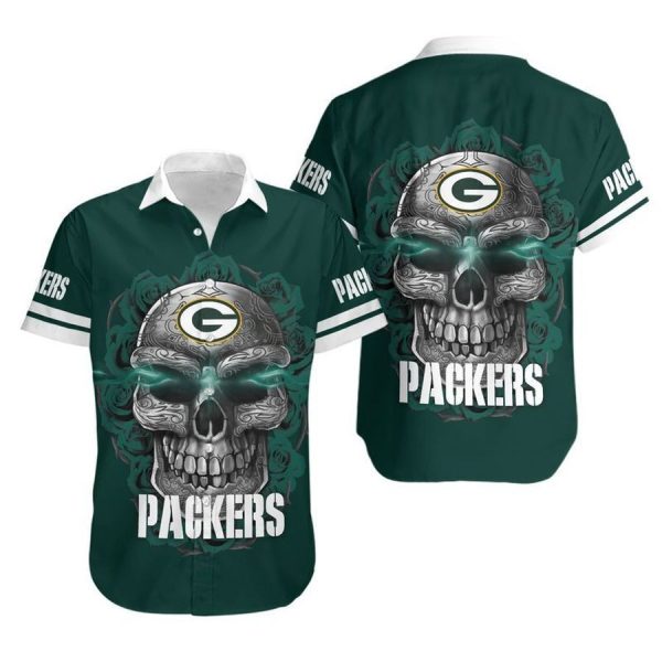 Green Bay Packers Hawaiian Shirt Sugar Skull NFL Gift For Fan
