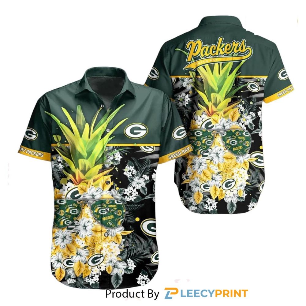 Green Bay Packers Hawaiian Shirt Tropical Pattern Pineapple Design New Trending