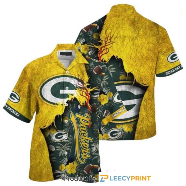 Green Bay Packers Hawaiian Shirt Tropical Print Sumer Gift For Fans
