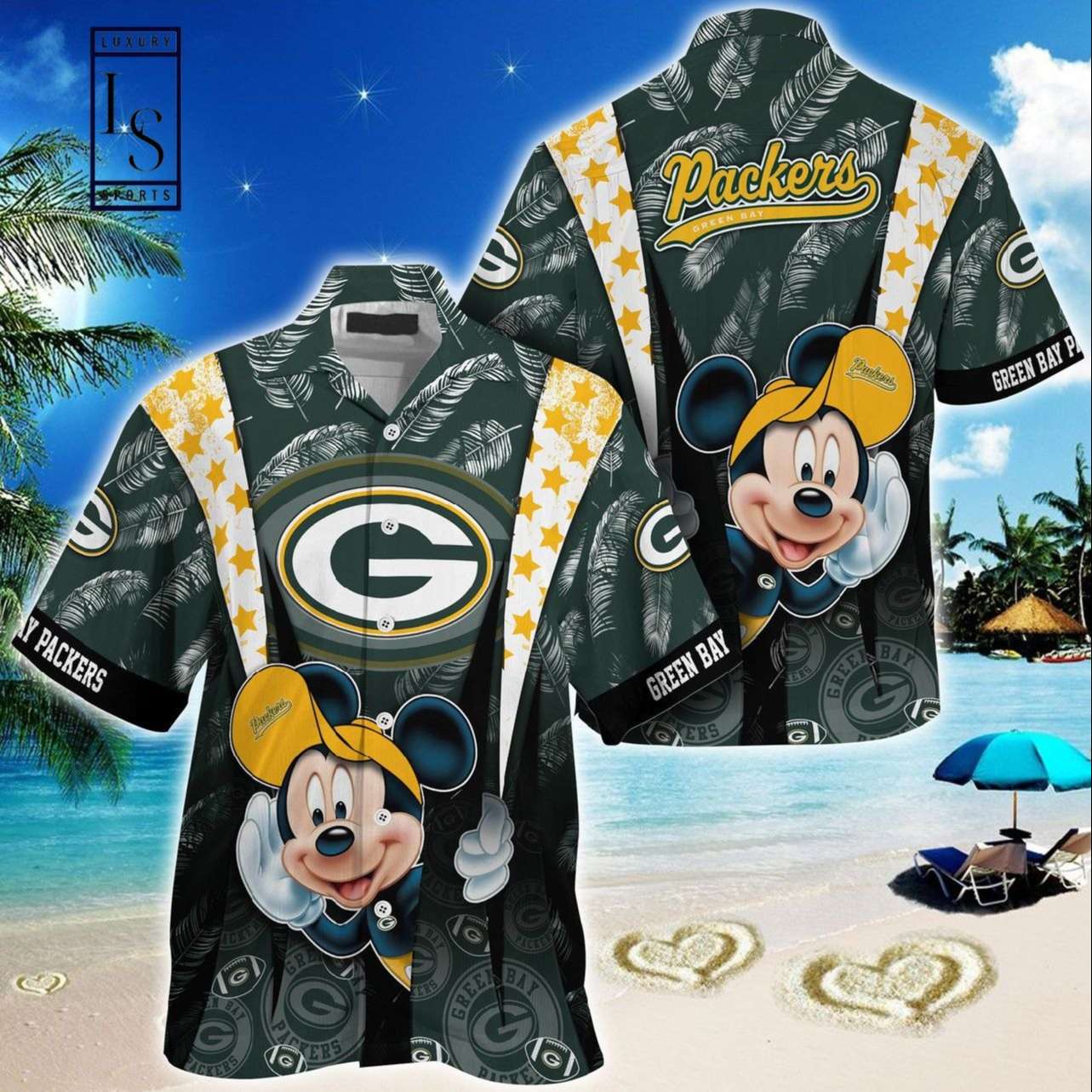 Green Bay Packers Mickey Mouse Hawaiian Shirt, NFL Hawaiian Shirt