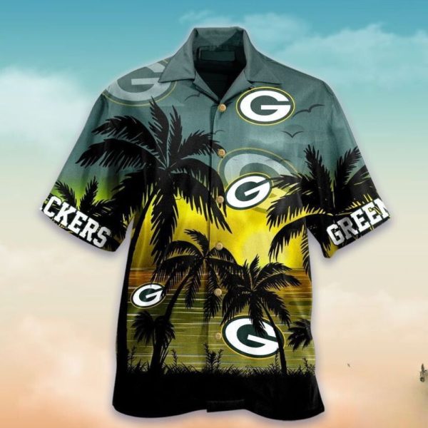 Green Bay Packers NFL Palm Sunset Hawaiian Shirt