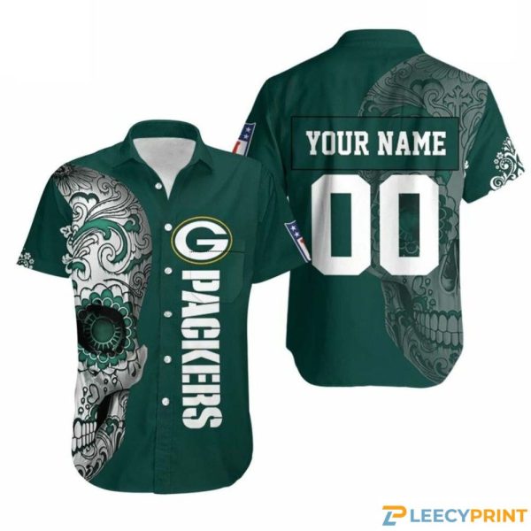 Green Bay Packers NFL Fan Sugar Skull 3D Personalized Hawaiian Shirt