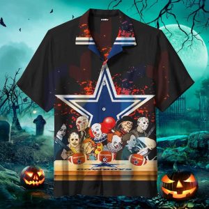 Horror Halloween Characters Dallas Cowboys Hawaiian Shirt, NFL Hawaiian Shirt
