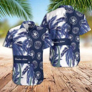 Houston Astros Beach With Coconut Trees Hawaiian Shirt, Houston Astros Beach Hawaiian Shirt, Astros Hawaiian Shirt, Houston Astros Hawaiian Shirt