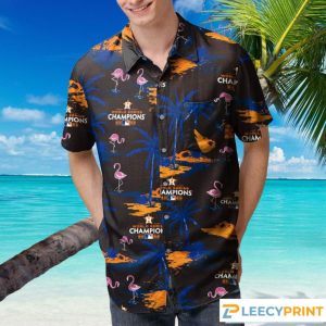 Houston Astros MLB 2022 World Series Champions Floral Button Up Shirt For Fans, Astros Hawaiian Shirt Flamingo