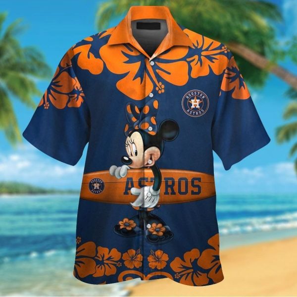 Houston Astros Minnie Mouse Short Sleeve Button Up Tropical Aloha Hawaiian Shirts For Men Women, Hawaiian Shirts Houston, Houston Astros Hawaiian Shirt, Astros Hawaiian Shirt