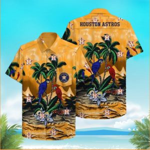 Houston Astros Parrots Couple Retro Hawaiian Shirt, Houston Astros Hawaiian Shirt
