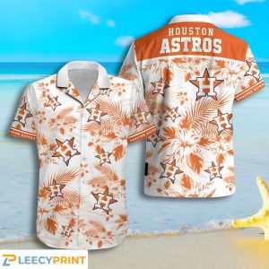 Houston Astros Tropical Flower White And Orange Hawaiian Shirt, Houston Astros Hawaiian Shirt