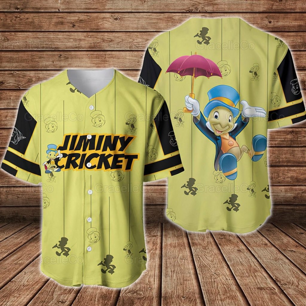 Jiminy Cricket Baseball Jersey Shirt Jiminy Cricket Shirts Talking Cricket Jersey Shirts Jiminy Cricket Movie Shirt Disney Baseball Jersey 1