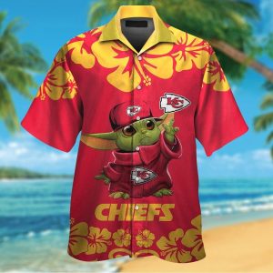 Kansas City Chiefs Hawaiian Shirt Baby Yoda, Kansas City Chiefs Apparel Hawaii Shirt, NFL Hawaiian Shirt
