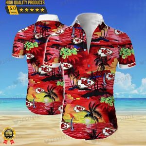 Kansas City Chiefs Hawaiian Shirt Sunset Beach, Kansas City Chiefs Apparel Hawaii Shirt, NFL Hawaiian Shirt