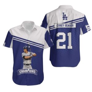 LA Dodgers Hawaiian Shirt Corey Seager Baseball Fans Gift
