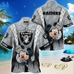 Las Vegas Raiders Mickey Mouse Hawaiian Shirt, NFL Hawaiian Shirt