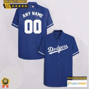 Los Angeles Dodgers Logo Hawaiian Shirt, Cheap Men Dodgers Baseball Apparel Custom Name Shirt, MLB Hawaiian Shirt