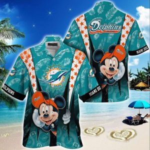 Miami Dolphins Logo Mickey Mouse Disney Hawaiian Shirt, NFL Hawaiian Shirt
