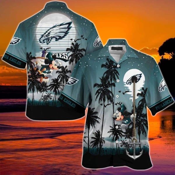 Mickey Mouse Disney NFL Philadelphia Eagles Hawaiian Shirt Summer Gift For Men, NFL Hawaiian Shirt