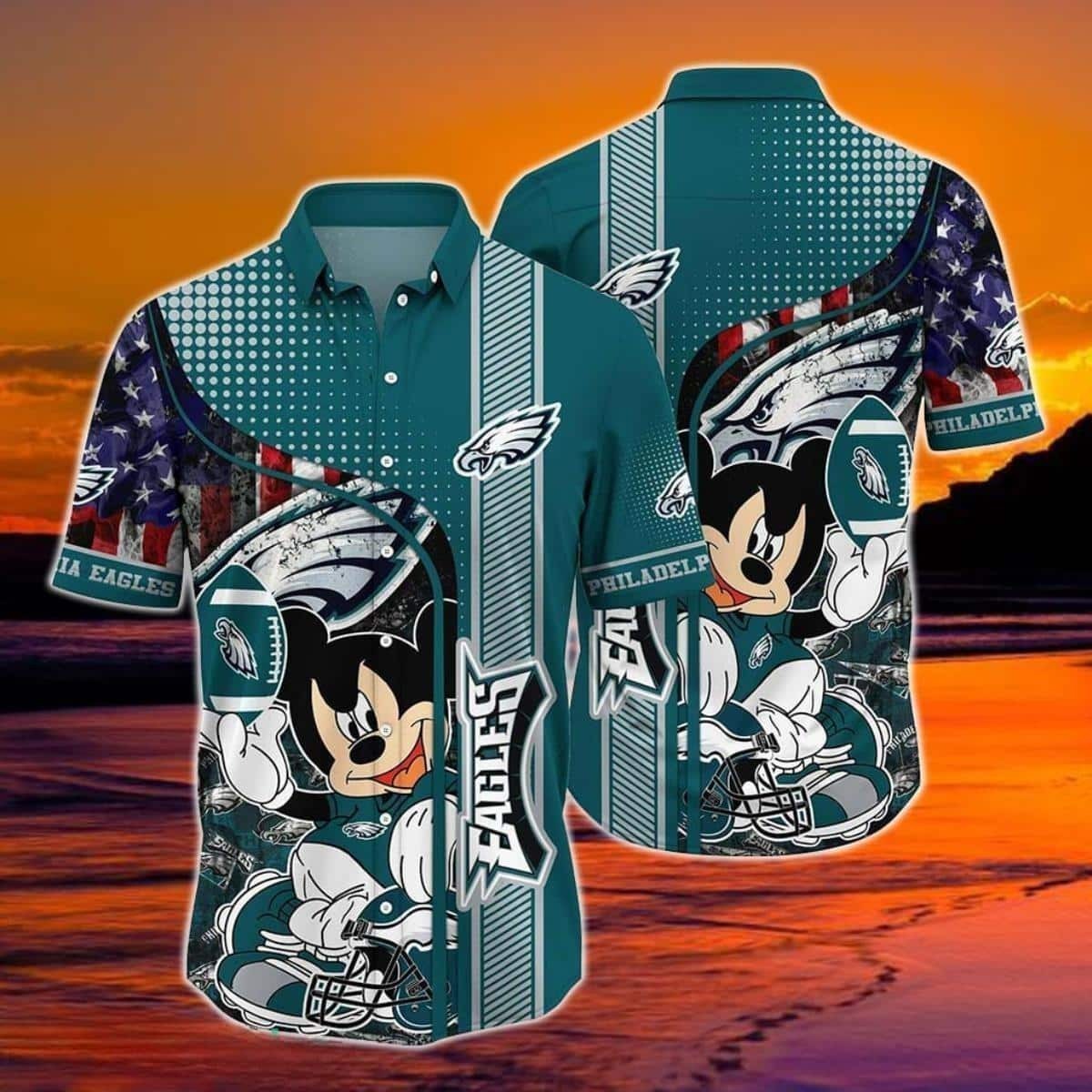 Mickey Mouse Philadelphia Eagles NFL Hawaiian Shirt Gift For Beach Trip, NFL Hawaiian Shirt