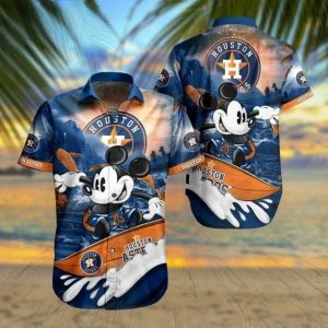 Mickey Surfing Houston Astros Hawaiian Shirt, Astros MLB Gifts For Fans, Hawaiian Shirts Houston, Houston Astros Hawaiian Shirt, Astros Hawaiian Shirt