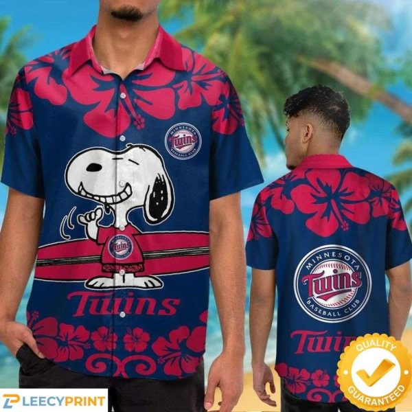 Minnesota Twins Snoopy Hawaiian Shirt, Twins Hawaiian Shirt