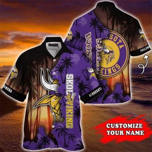 Minnesota Vikings Hawaiian Shirt Tropical Island Personalized