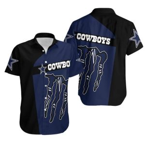 Monster Energy Dallas Cowboys Hawaiian Shirt Summer Beach Gift, NFL Hawaiian Shirt