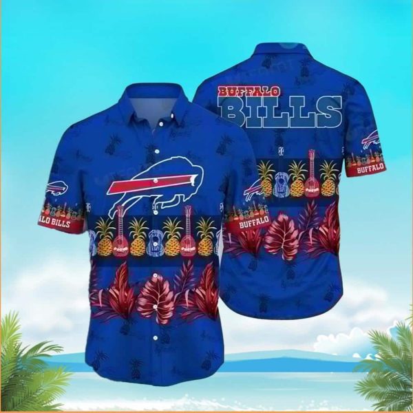 NFL Buffalo Bills Hawaiian Shirt Pineapple Guitar Tropical Palm Leaves, NFL Hawaiian Shirt