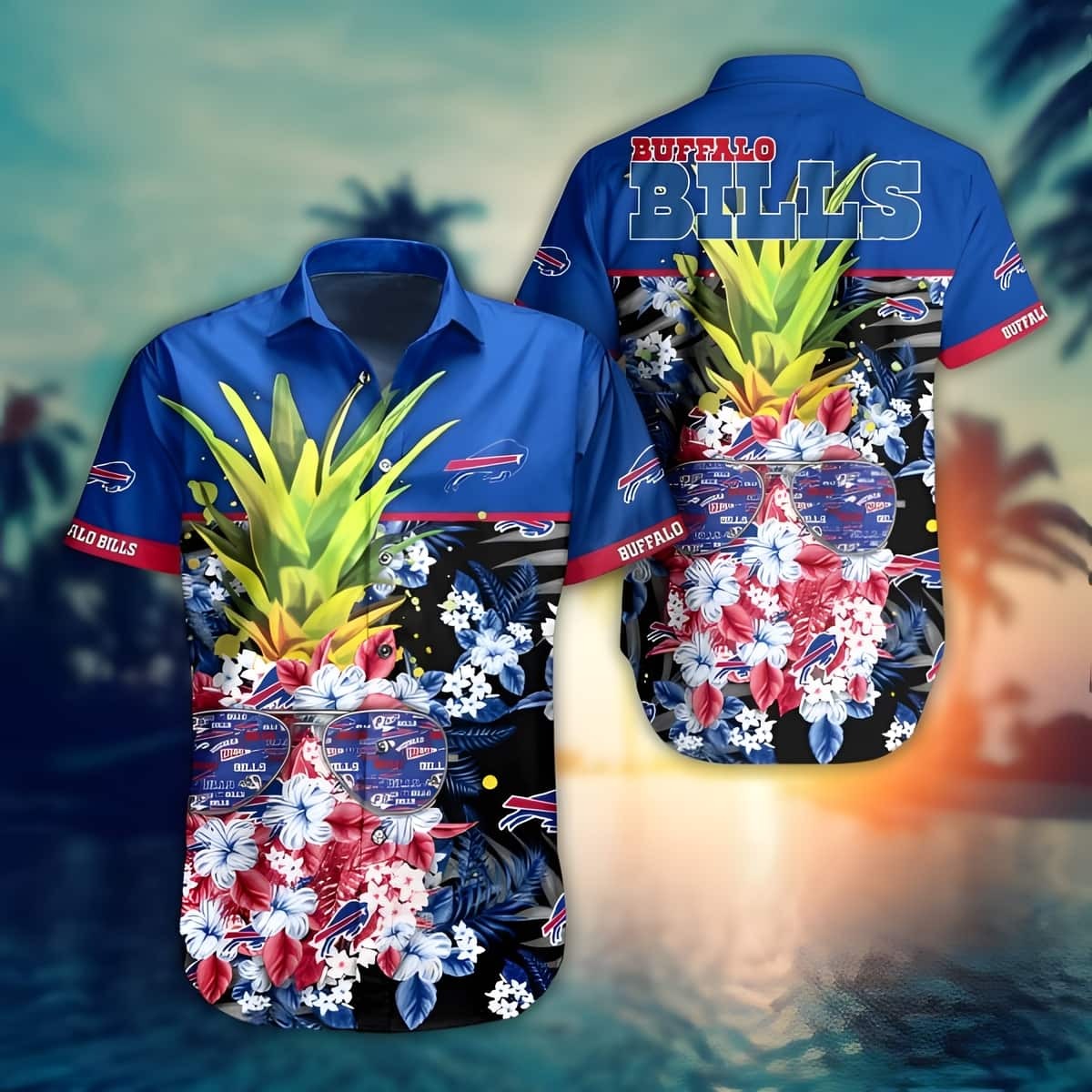 NFL Buffalo Bills Hawaiian Shirt Pineapple Pattern Beach Gift For Friend, NFL Hawaiian Shirt
