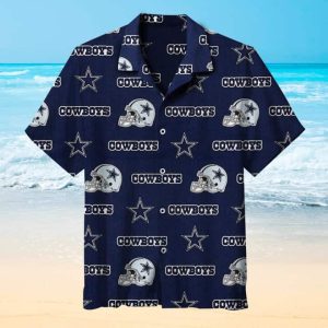 NFL Dallas Cowboys Hawaiian Shirt Football Helmet Summer Beach Gift, NFL Hawaiian Shirt
