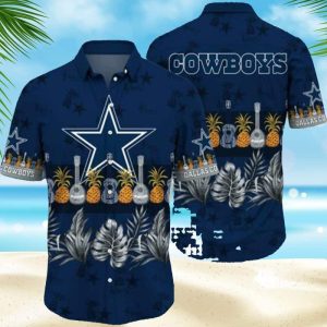 NFL Dallas Cowboys Hawaiian Shirt Pineapple Guitar Tropical Leaves Pattern, NFL Hawaiian Shirt