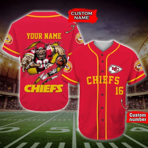 NFL Football Custom Shirt Chiefs Mascot, Kansas City Chiefs Baseball Jersey