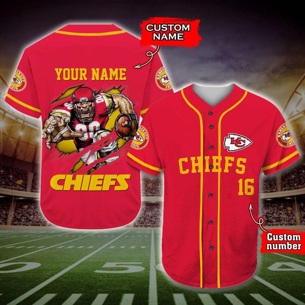 NFL Football Custom Shirt Chiefs Mascot Kansas City Chiefs Baseball Jersey 1