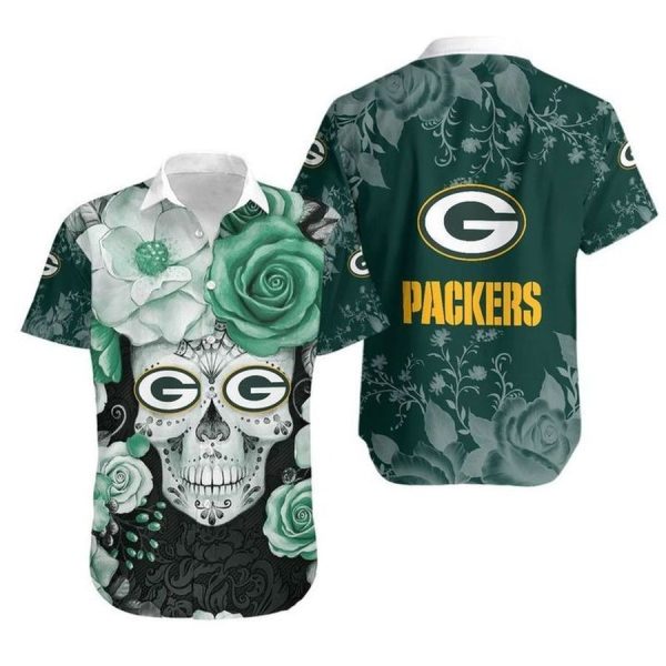 NFL Green Bay Packers Hawaiian Shirt Skull Gift For Fan Graphic Print