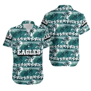 NFL Philadelphia Eagles Hawaiian Shirt Coconut Trees Gift For Beach Trip, NFL Hawaiian Shirt