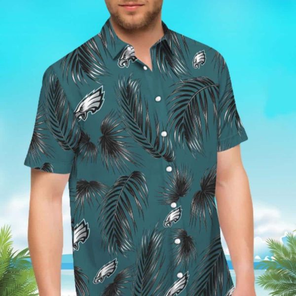 NFL Philadelphia Eagles Hawaiian Shirt Palm Leaf Pattern All Over Print, NFL Hawaiian Shirt