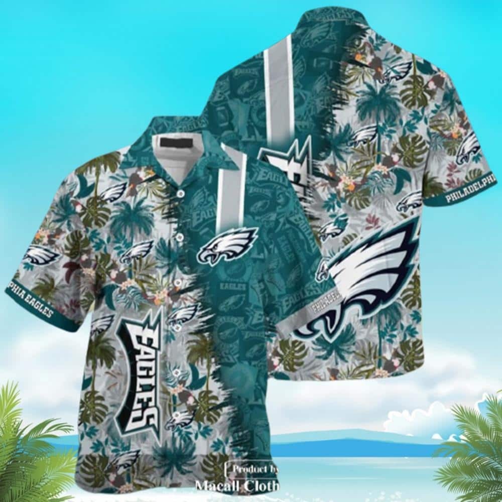 NFL Philadelphia Eagles Hawaiian Shirt Palm Leaf Pattern, NFL Hawaiian Shirt