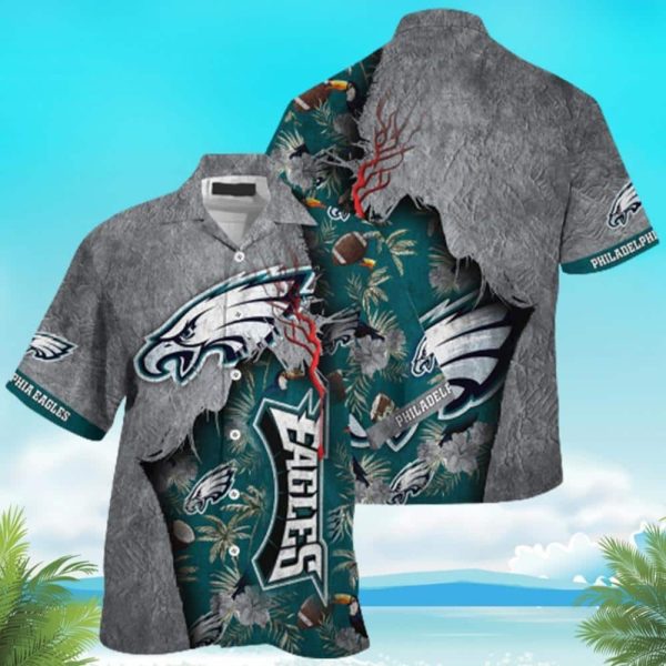 NFL Philadelphia Eagles Hawaiian Shirt Practical Beach Gift, NFL Hawaiian Shirt