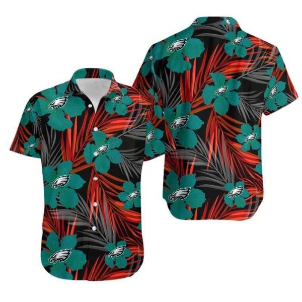 NFL Philadelphia Eagles Hawaiian Shirt Tropical Flower Best Beach Gift, NFL Hawaiian Shirt
