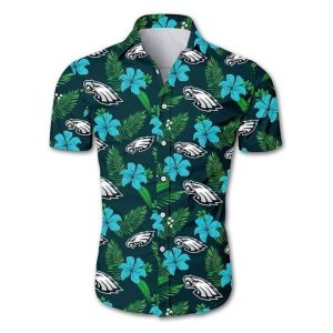 NFL Philadelphia Eagles Hawaiian Shirt Tropical Flower Summer Beach Gift, NFL Hawaiian Shirt