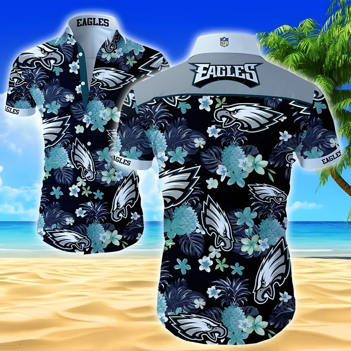 NFL Philadelphia Eagles Hawaiian Shirt Tropical Pineapple Pattern, NFL Hawaiian Shirt