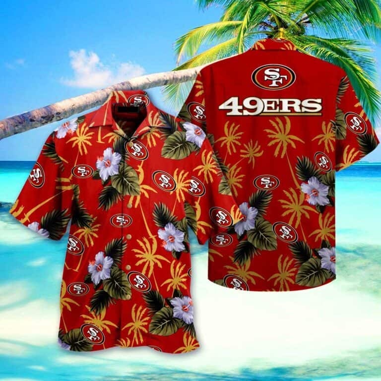 NFL San Francisco 49ers Hawaiian Shirt Beach Gift For Dad, NFL Hawaiian Shirt
