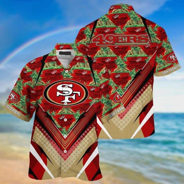 NFL San Francisco 49ers Hawaiian Shirt Beach Gift For Friend, NFL Hawaiian Shirt