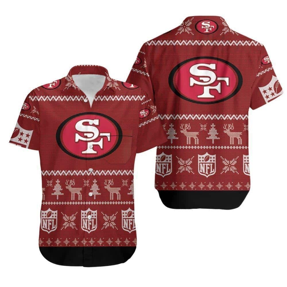 NFL San Francisco 49ers Hawaiian Shirt Christmas Gift For Football Fans, NFL Hawaiian Shirt