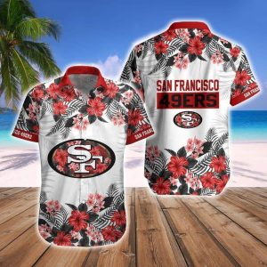 NFL San Francisco 49ers Hawaiian Shirt Hibiscus Flower Pattern, NFL Hawaiian Shirt